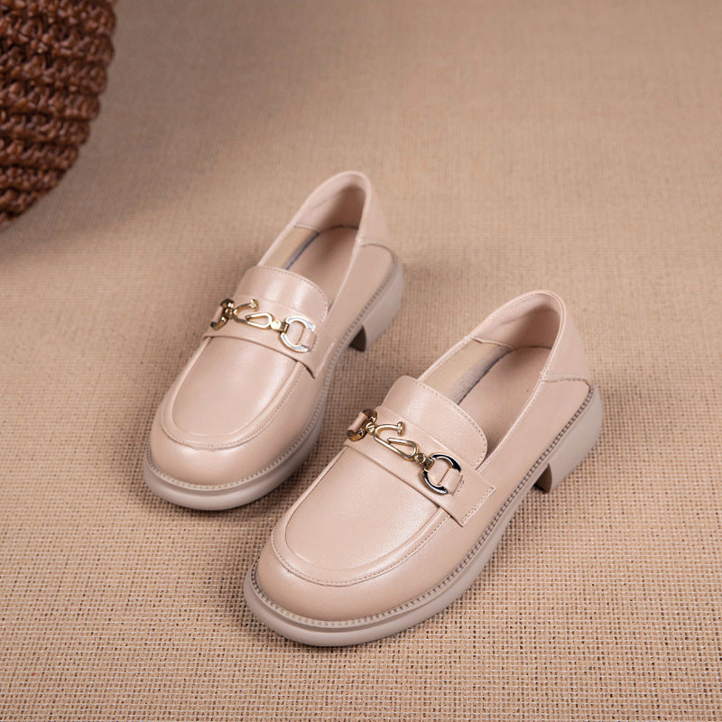 Women's First Layer Cowhide One Pedal British Style Loafers