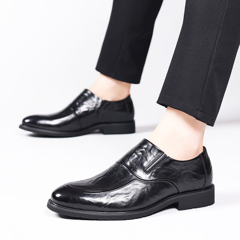 Men's Spring Business Formal British Trend Genuine Breathable Slip Leather Shoes