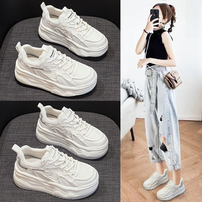 Women's Mesh Breathable White For Summer Platform Dad Casual Shoes