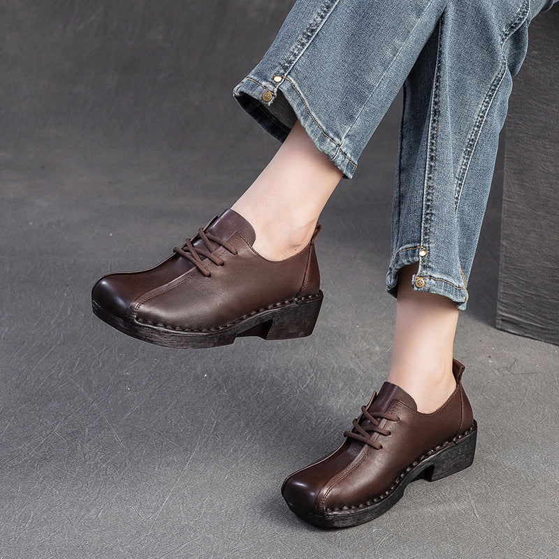 Women's & Men's Shu Autumn Front British Style Top Layer Cowhide Retro Men's Shoes