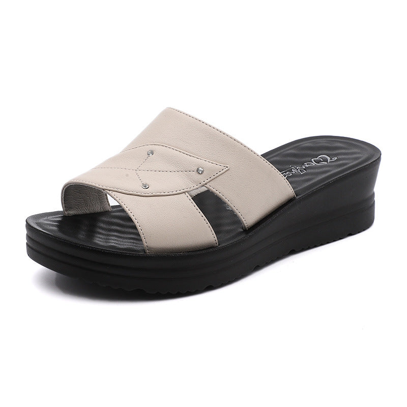 Women's Wedge Platform Authentic Mom Soft Bottom Slippers