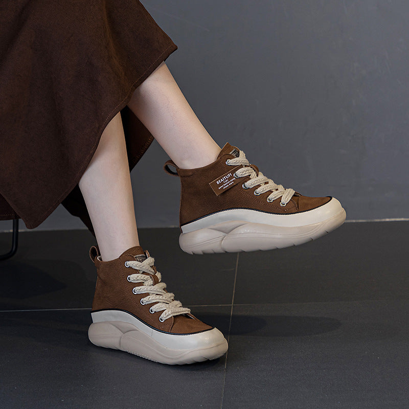 Women's Autumn Single-layer Ankle Top Layer Cowhide Boots
