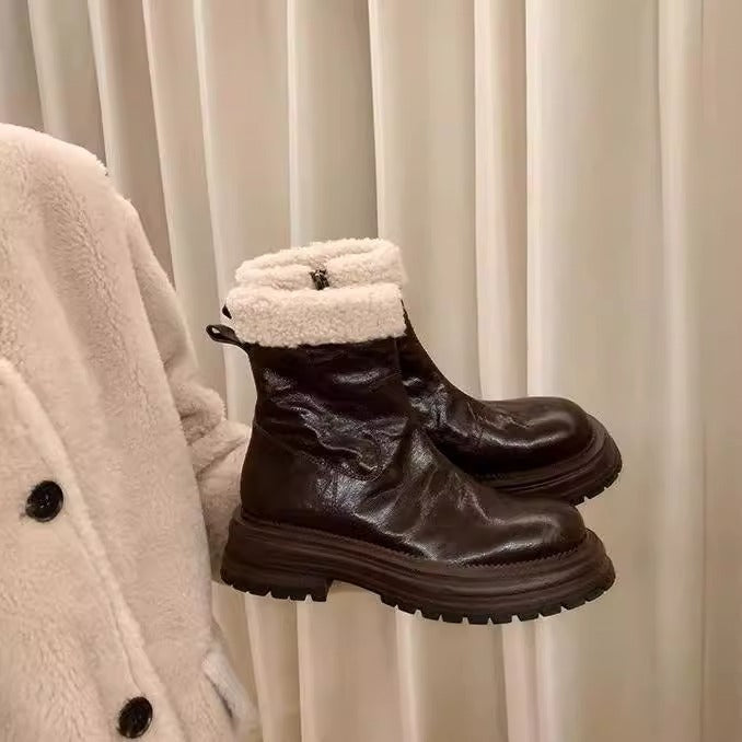 Women's Martin To Winter Small Fleece-lined Platform Lamb Snow Boots