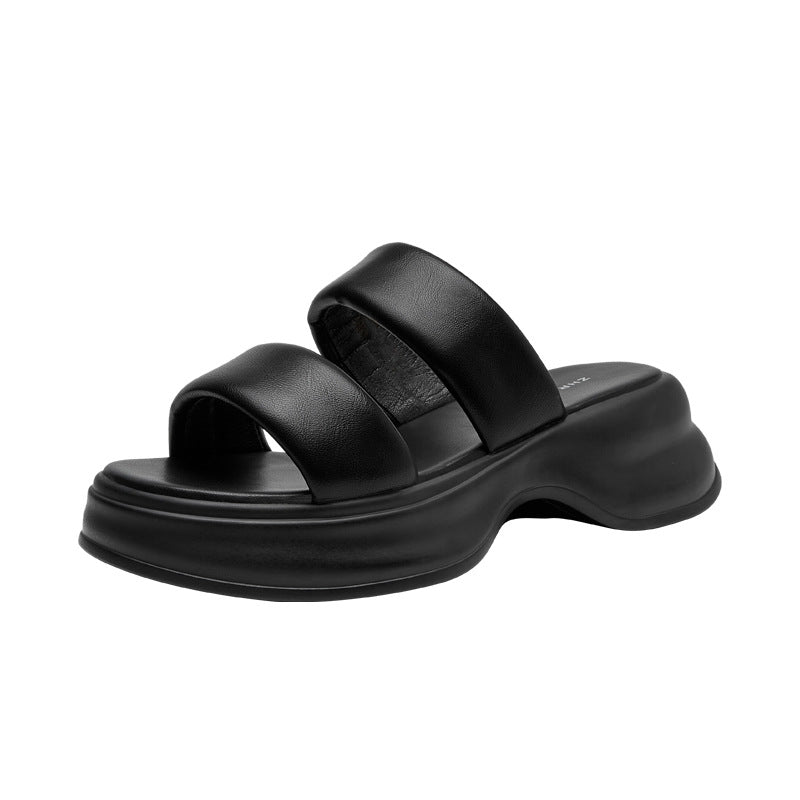 Women's Fashionable Beach Platform Simple For Outerwear Slippers