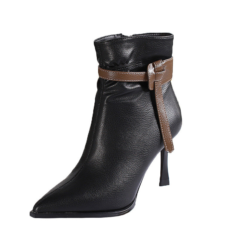 Women's Booties Winter Khaki Stiletto Pointed Toe Boots