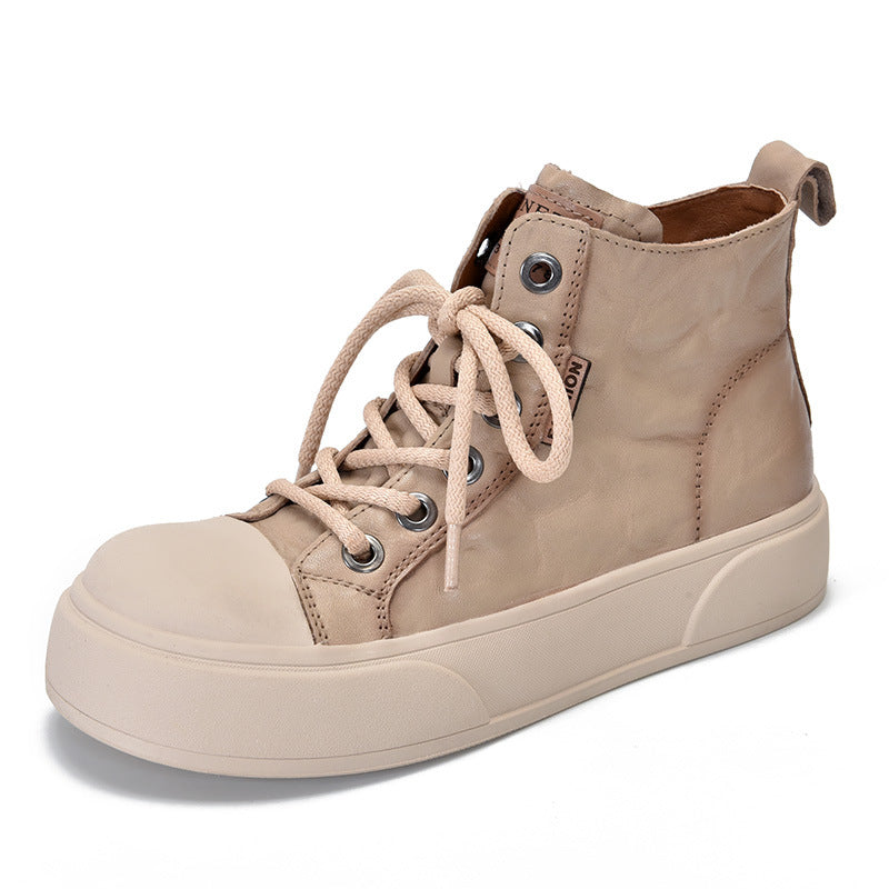Women's Price Hand Grip Pattern Top Layer Cowhide Casual Shoes