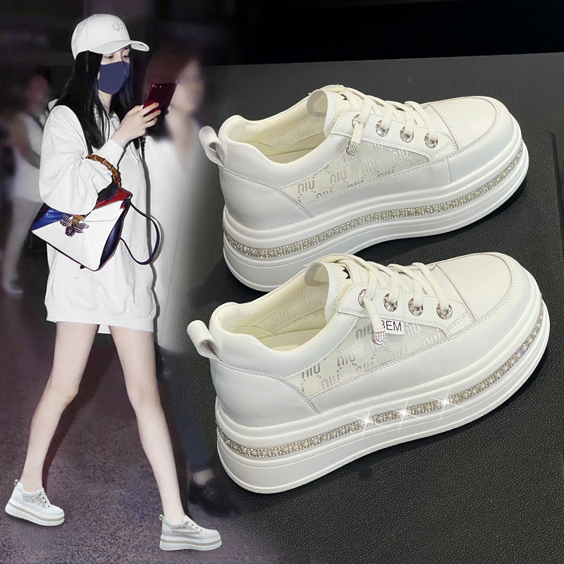 Women's Fairy Diamond Color Matching Thick Bottom Heightened Casual Shoes