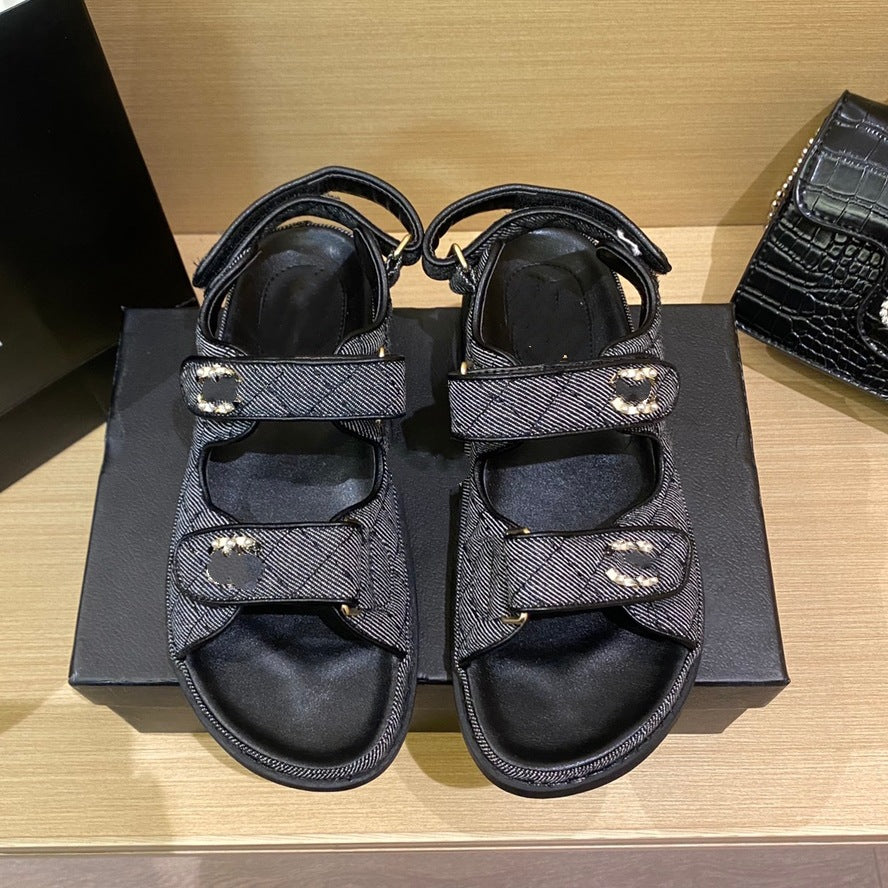 Women's Style Correct Logo Velcro Platform Retro Gel Beach Sandals