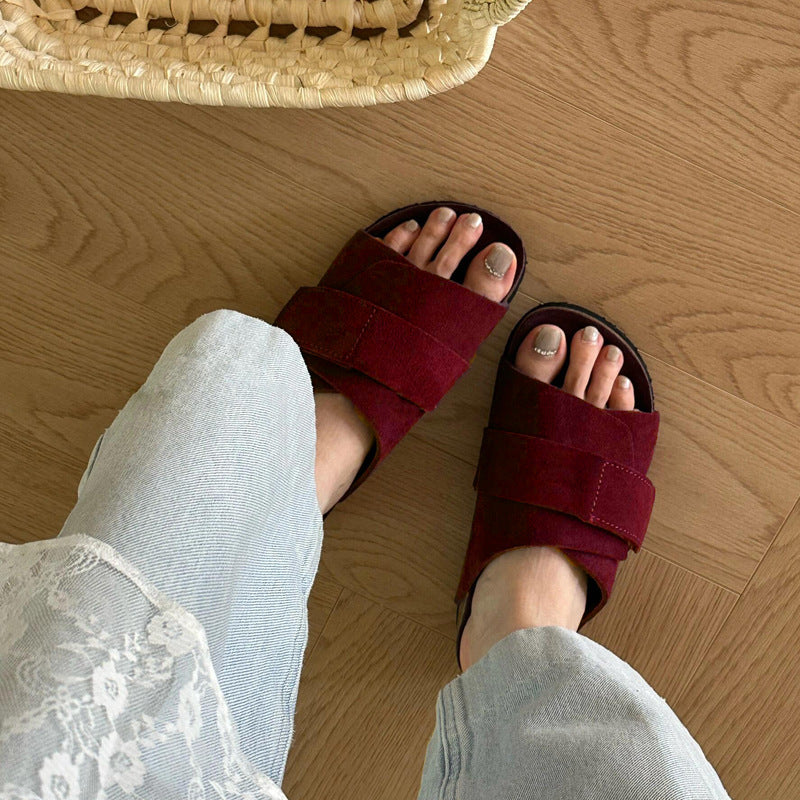 Women's Velcro Retro Summer Thick Bottom Cork Slippers