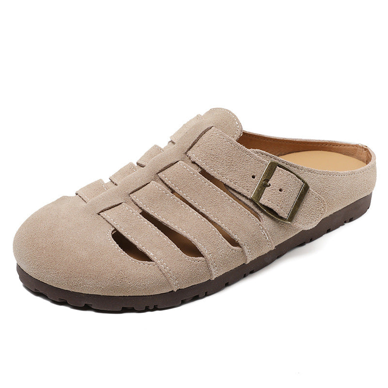 Women's Retro Roman Half Summer Toe Box Soft Bottom Sandals