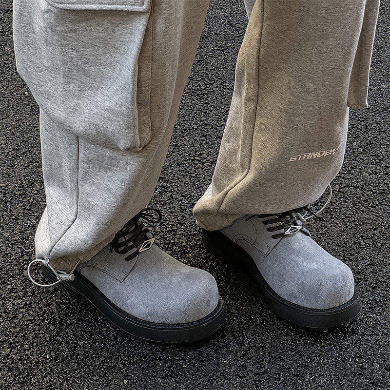 Women's & Men's Derby Fleece-lined Thick Bottom Low Top Leather Shoes