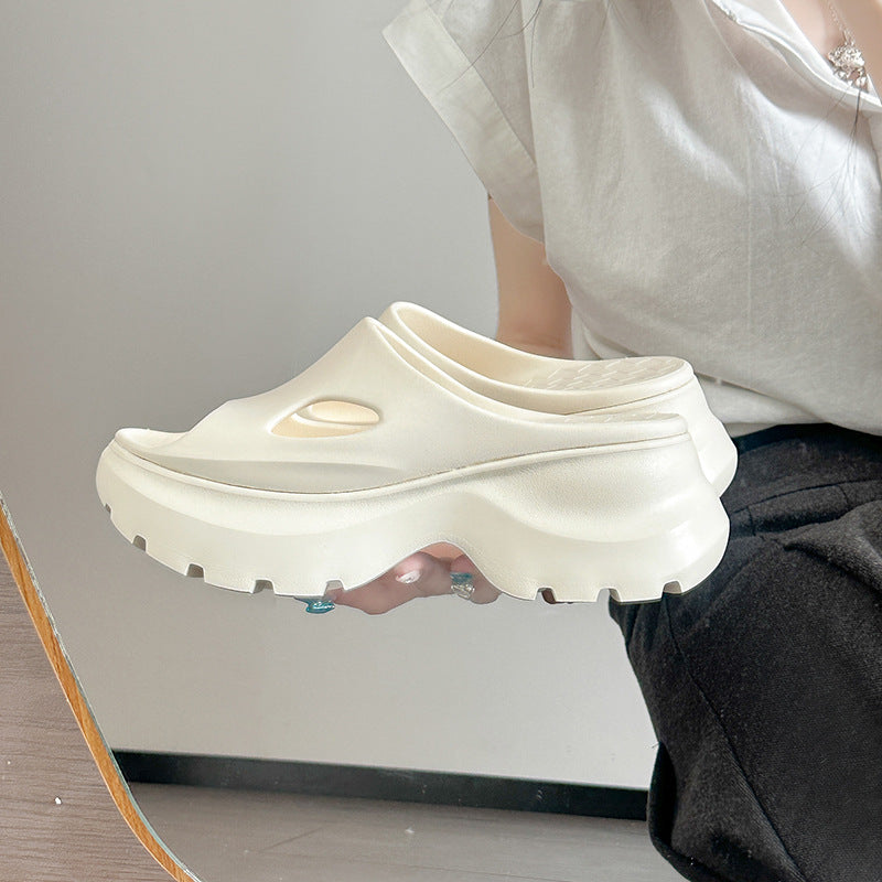 Women's Grape Mom Wear Hollow Platform Height Slippers