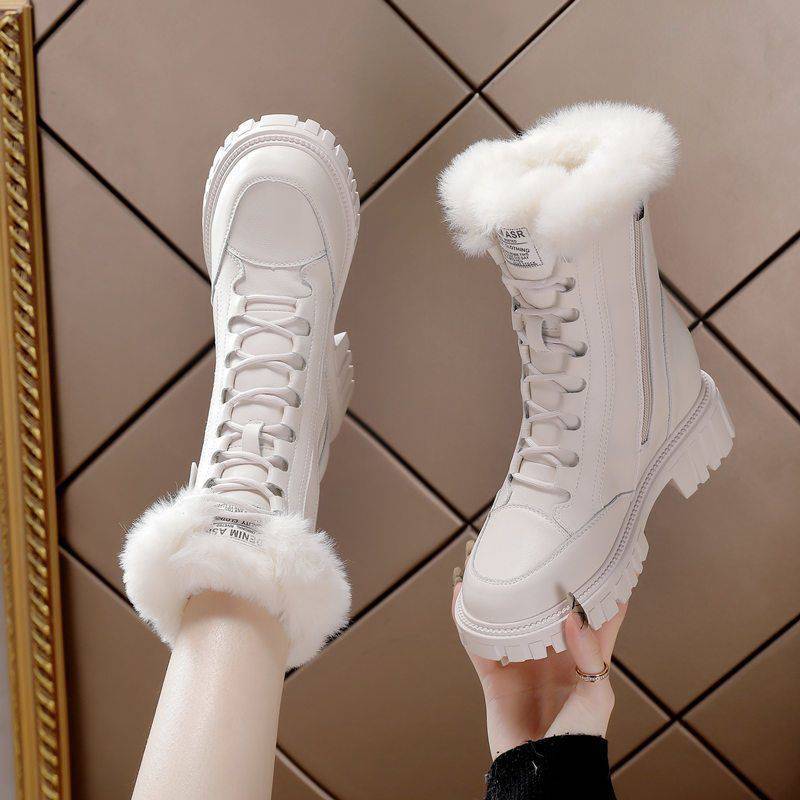 Women's Slip Outdoor Winter Hidden Platform Fleece-lined Snow Boots