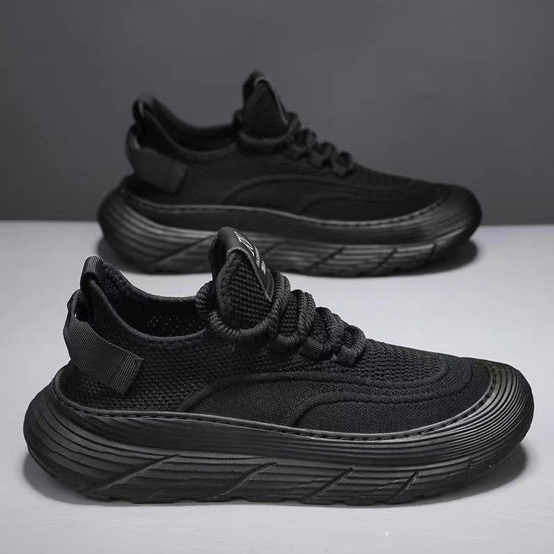 Men's Summer Thick-soled Flying Woven Breathable Mesh Casual Shoes