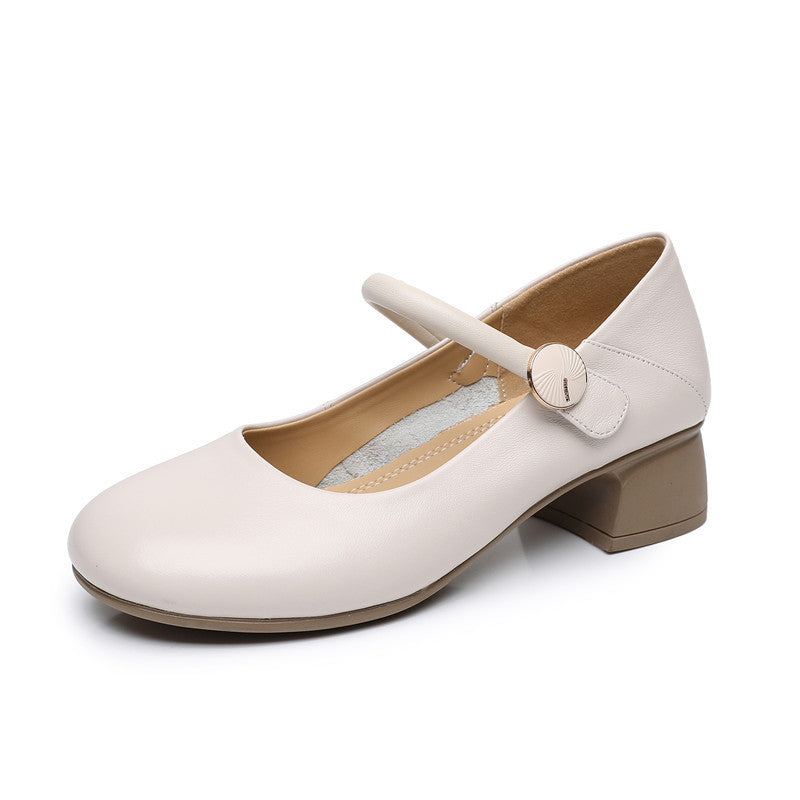 Women's Toe Kitten Comfortable Thick Small Size Velcro Buckle Loafers