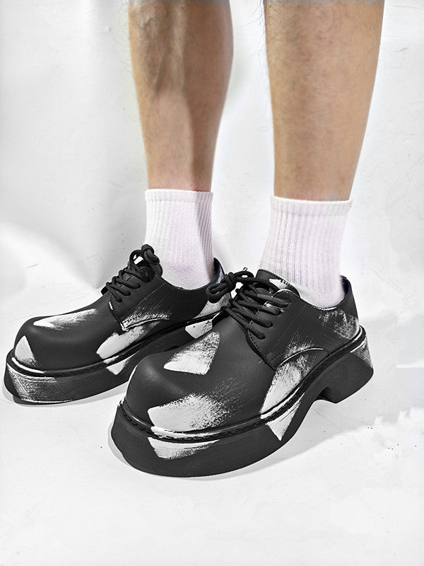 Men's Style Derby Trendy Versatile Personality Thick Sole Leather Shoes
