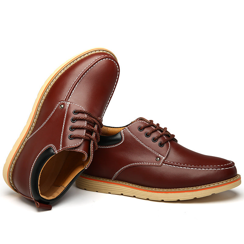 Men's Spring Height Increasing Insole Retro Style Leather Shoes