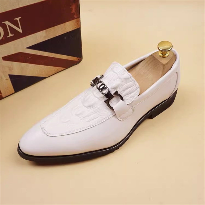 Men's Formal Wear Office British Pointed Crocodile Pattern Date Wedding Fashionable Leather Shoes