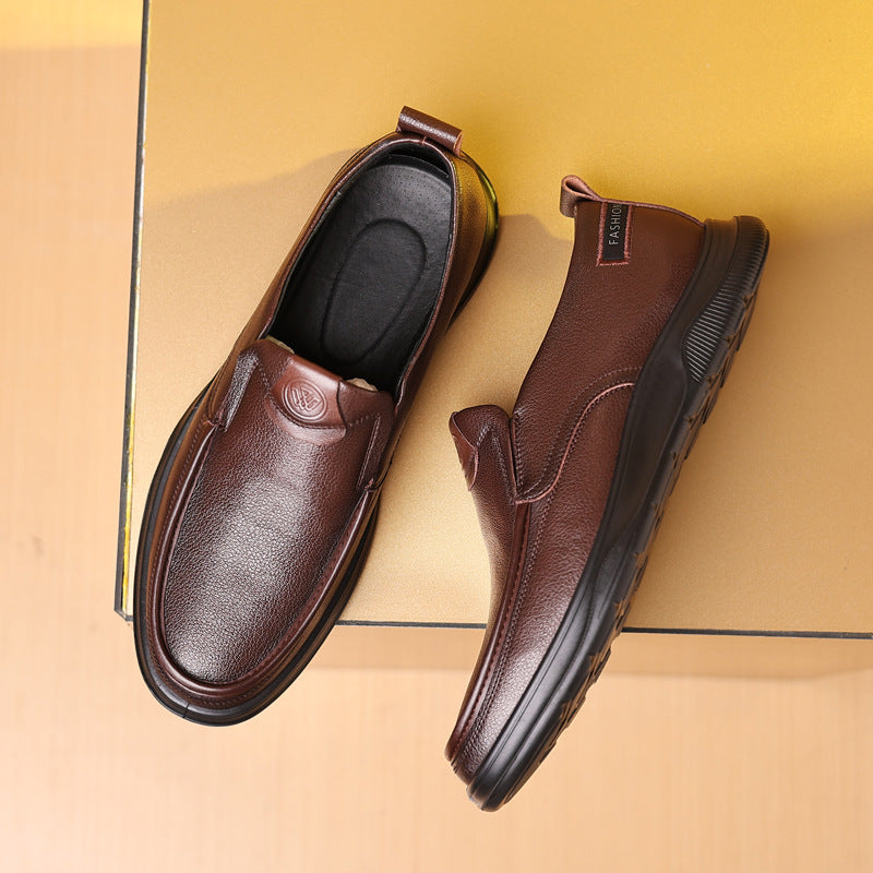 Men's Slip On Soft Bottom Wild Breathable Leather Shoes