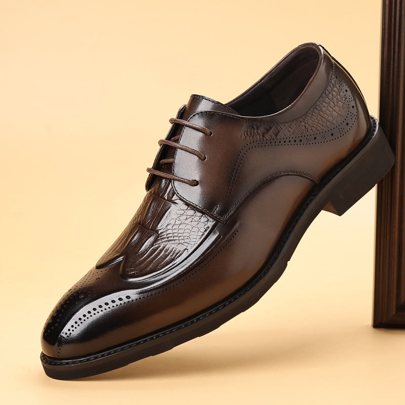 Men's Business Korean Style Pointed British Formal Wear Leather Shoes