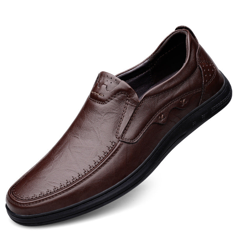Men's First Layer Cowhide Soft Bottom Breathable Leather Shoes