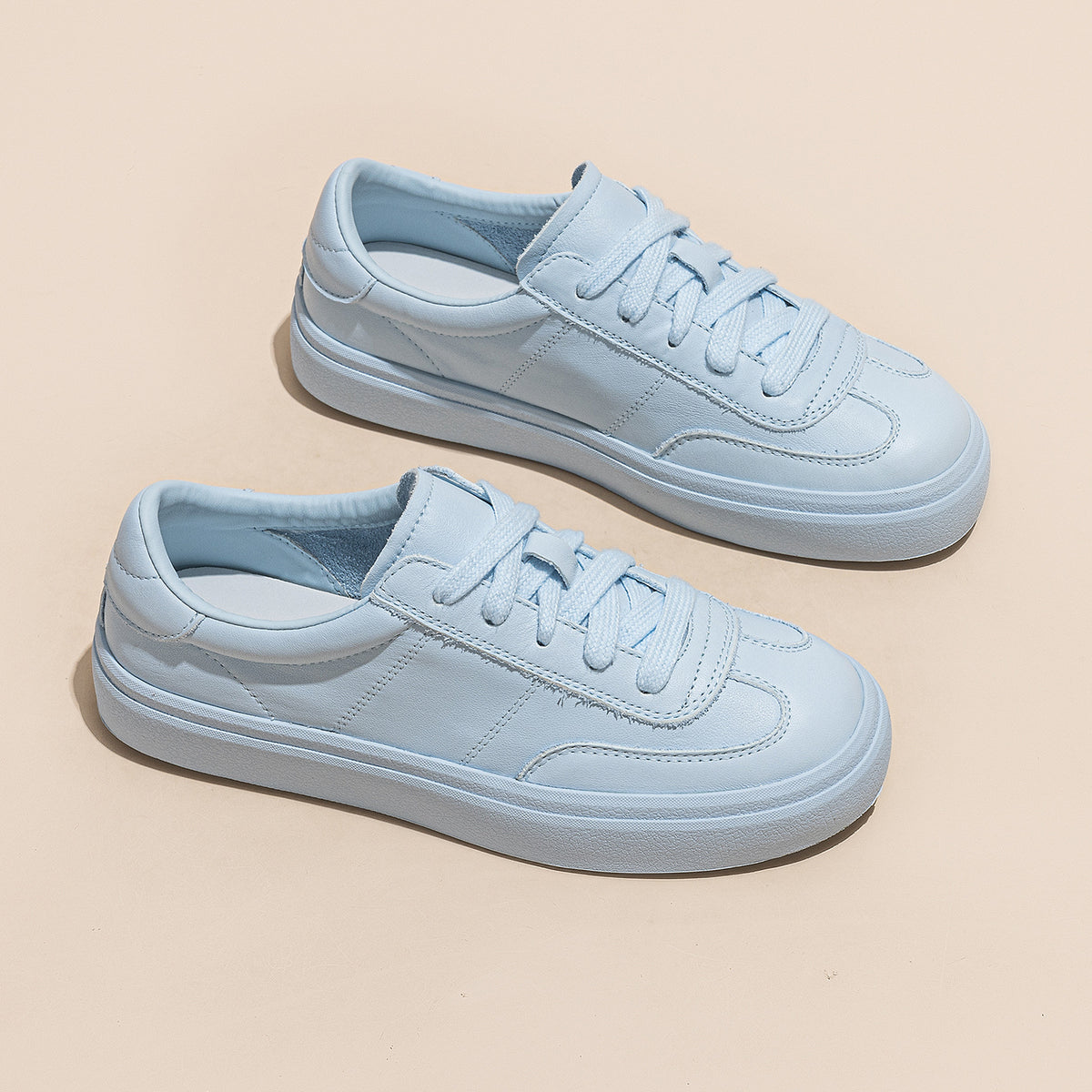 Women's White For Summer Flat Top Layer Cowhide Comfort Women's Casual Shoes