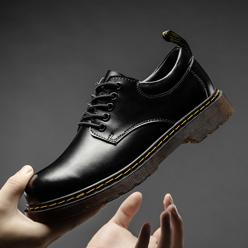 Men's Size Big Head Worker Breathable British Leather Shoes