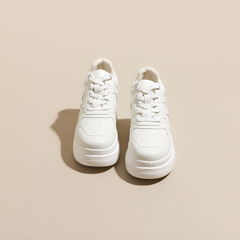 Women's Height Increasing Insole Genuine Platform White Sneakers