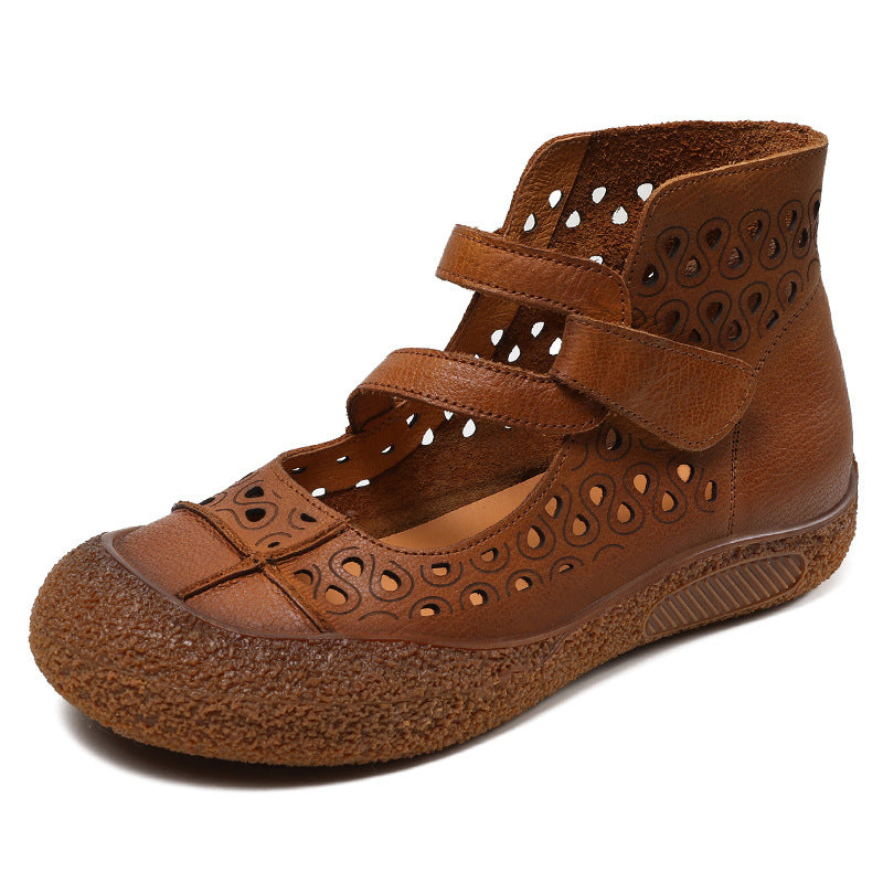 Women's Retro Handmade Genuine Ethnic Soft Bottom Mother Sandals