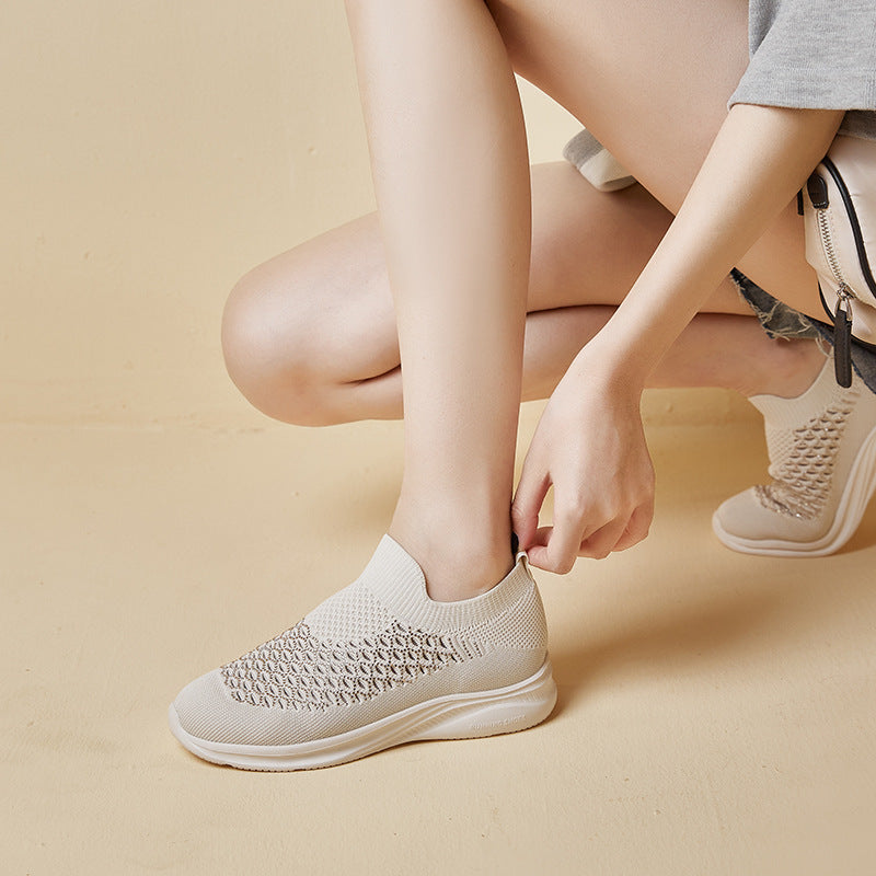 Women's Summer Flying Woven Breathable Mesh Slip-on Sneakers