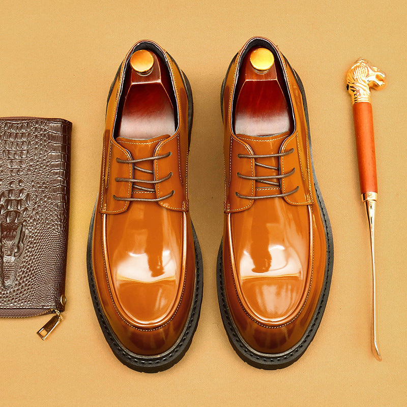 Men's Genuine Formal Wear British Derby Patent Leather Shoes