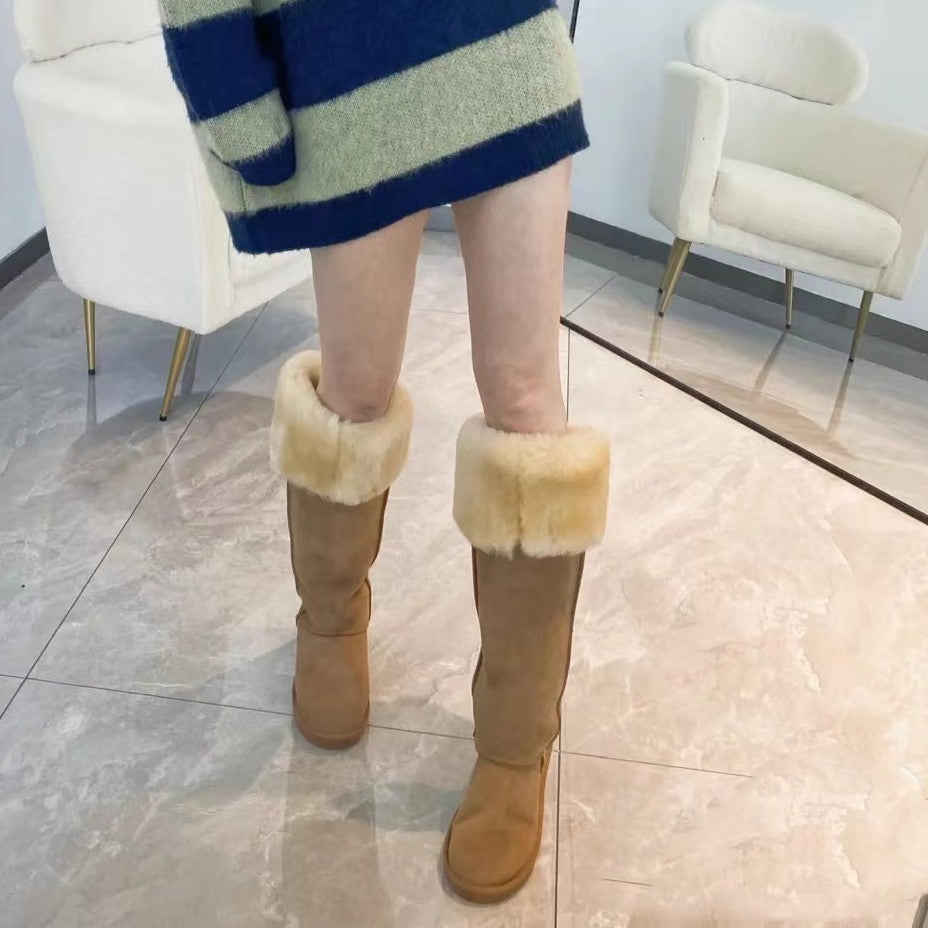 Women's Sheepskin Fur For Winter Warm High Snow Boots