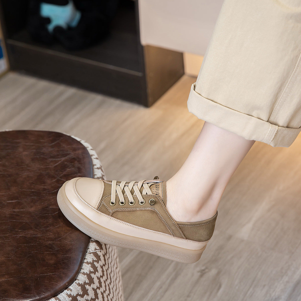Women's Double Packaging Vintage Cowhide Beef Tendon Soft Casual Shoes