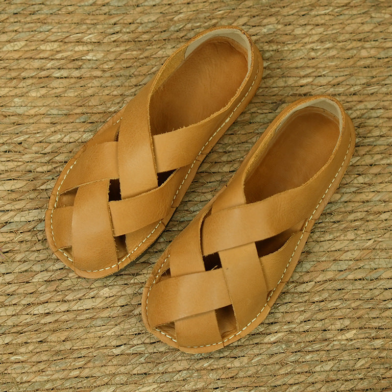 Women's Woven Handmade Cotton Linen Flat Pumps Breathable Sandals