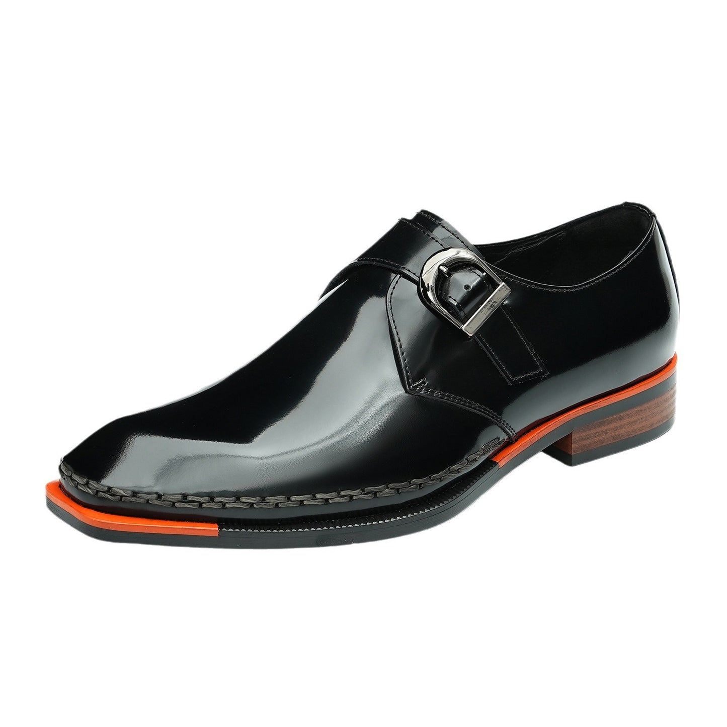 Men's High-grade Patent Glossy British Buckle Business Leather Shoes