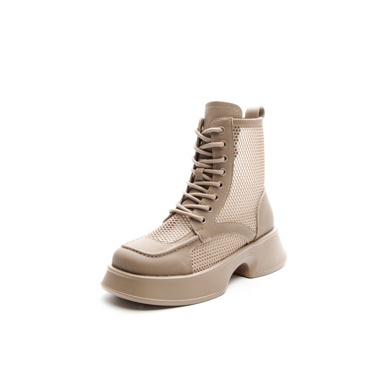 Women's Korean Style Mesh Chunky Ankle High Sandals