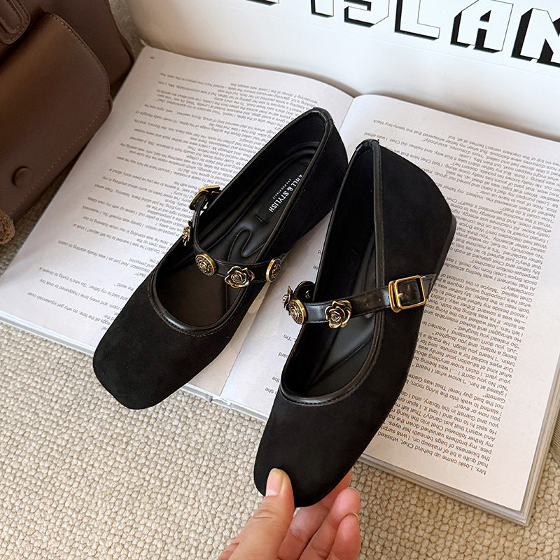Women's Elegant Square Toe Korean Style Retro Low-cut With Hidden Women's Shoes