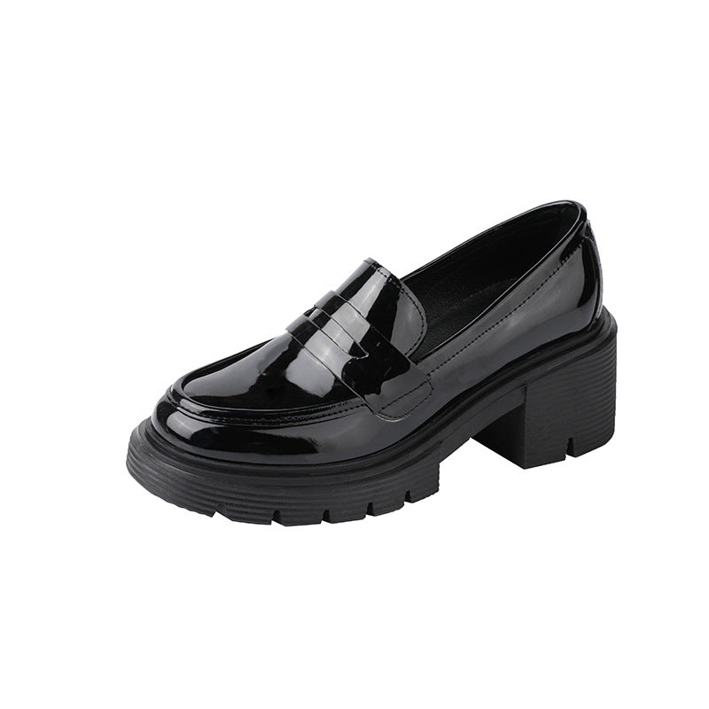 Women's British Style Chunky Platform Slip-on Authentic Loafers