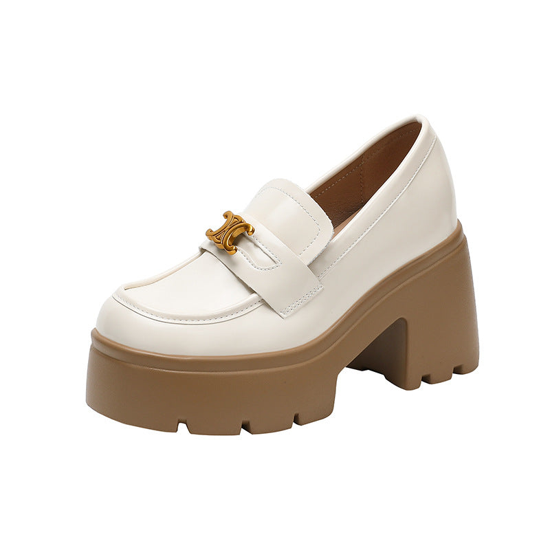 Women's Invisible Elevated Arc Size Thick-soled British Loafers