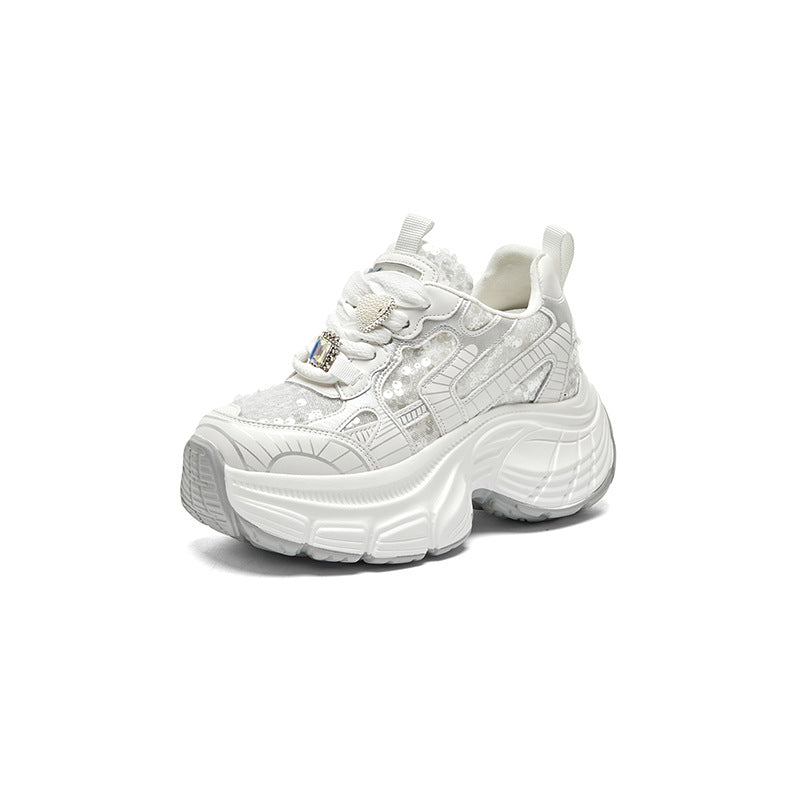Women's Breathable Mesh Thin Platform Height Increasing Sneakers