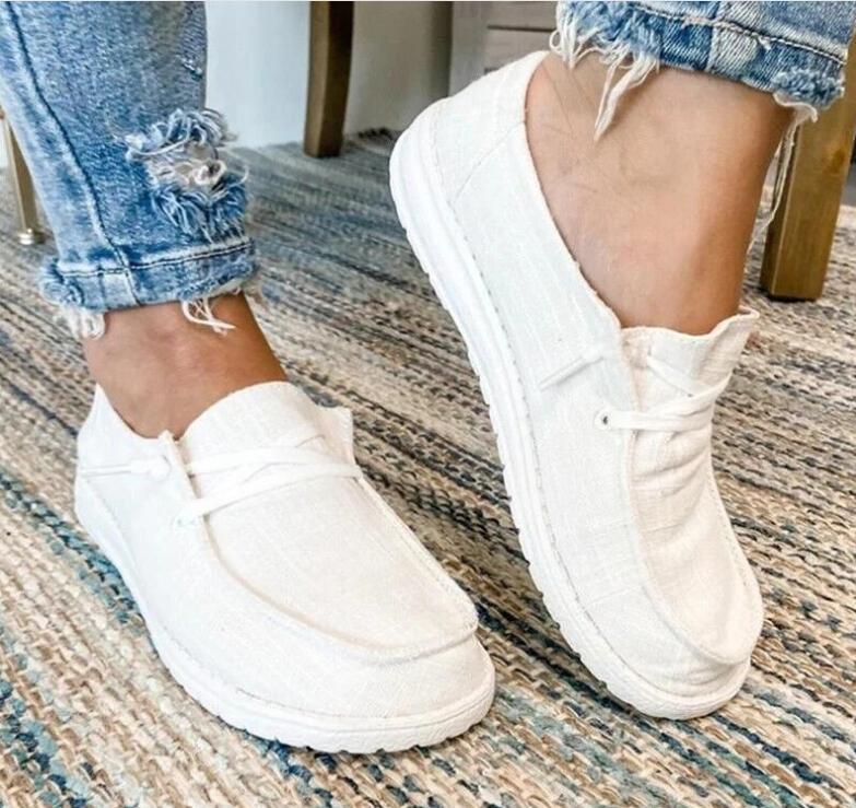 Women's Large Size Flat Bottom Pumps Cloth Surface Casual Shoes