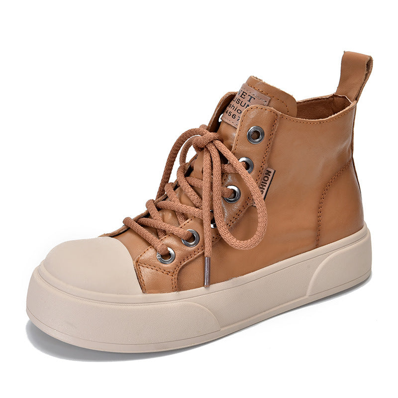 Women's Price Hand Grip Pattern Top Layer Cowhide Casual Shoes