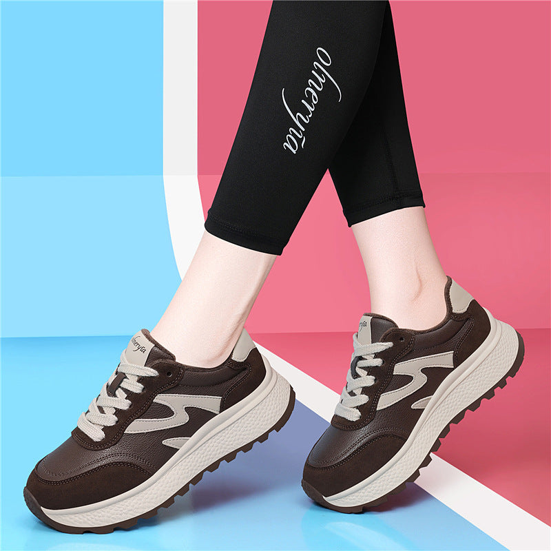 Women's Thick-soled Argan White Autumn Sports Lightweight Feet Small Breathable Genuine Women's Casual Shoes