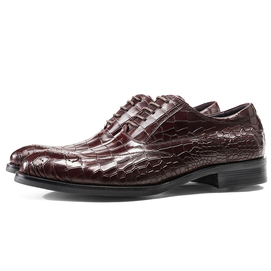 Men's Quality British Brogue Green Carved Business Leather Shoes