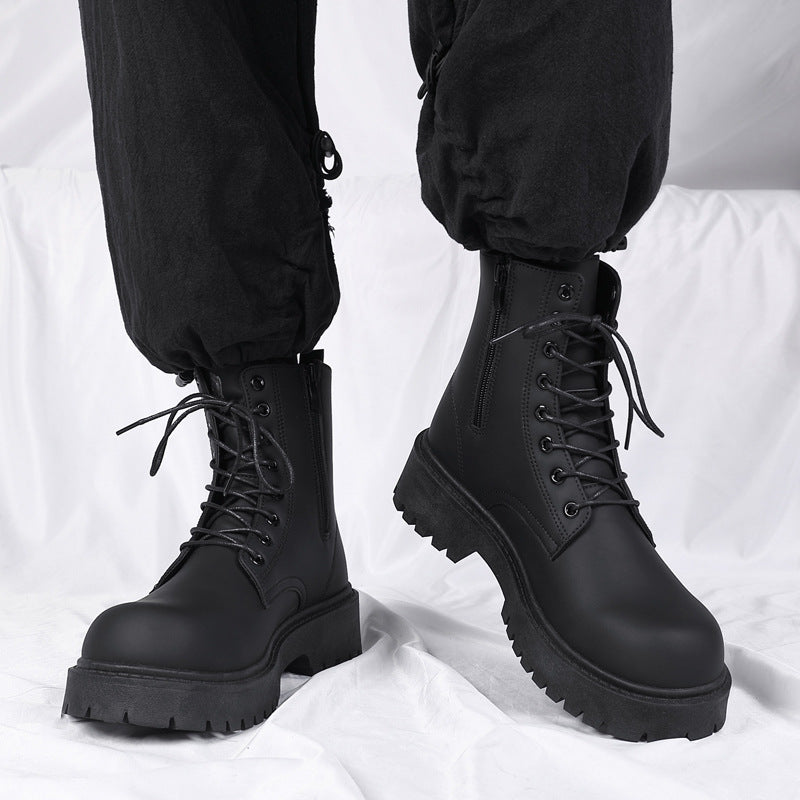 Men's Autumn Black British Style Motorcycle Worker Boots
