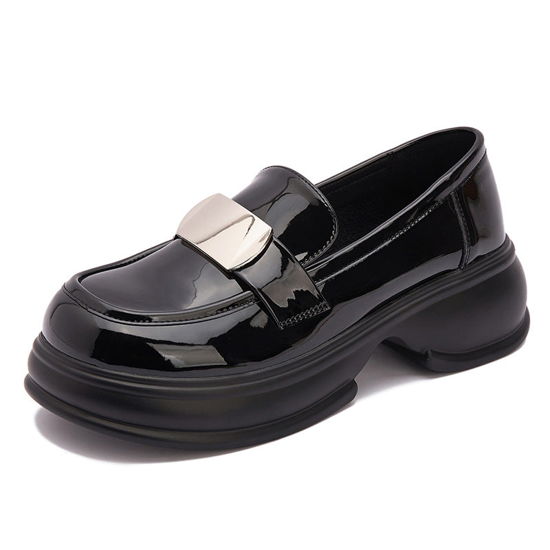 Women's Thick Bottom Spring Patent Slip-on Height Loafers