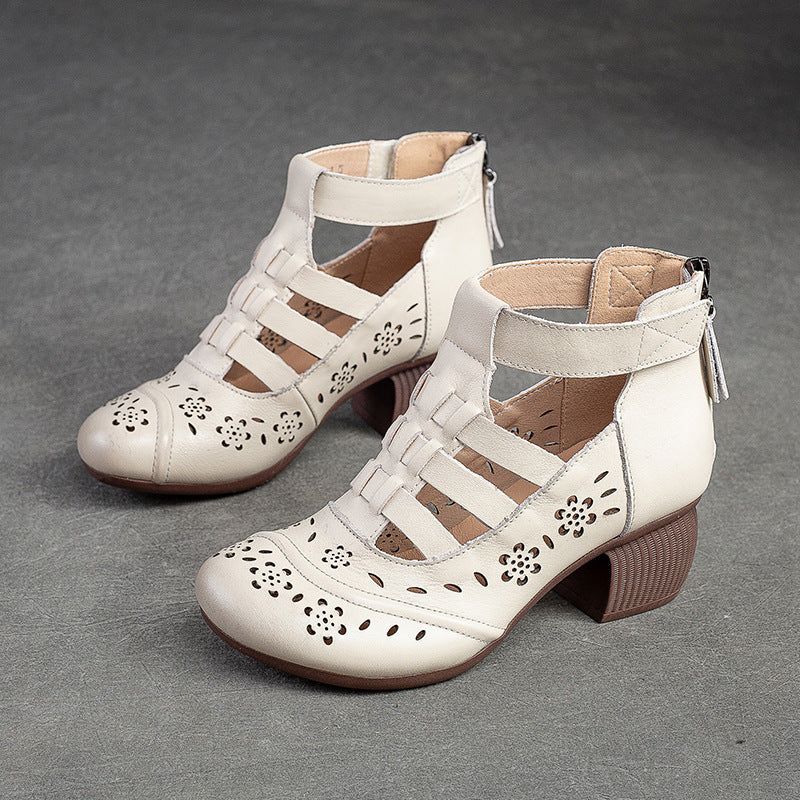 Women's High Round Toe Roman Style Breathable Heels