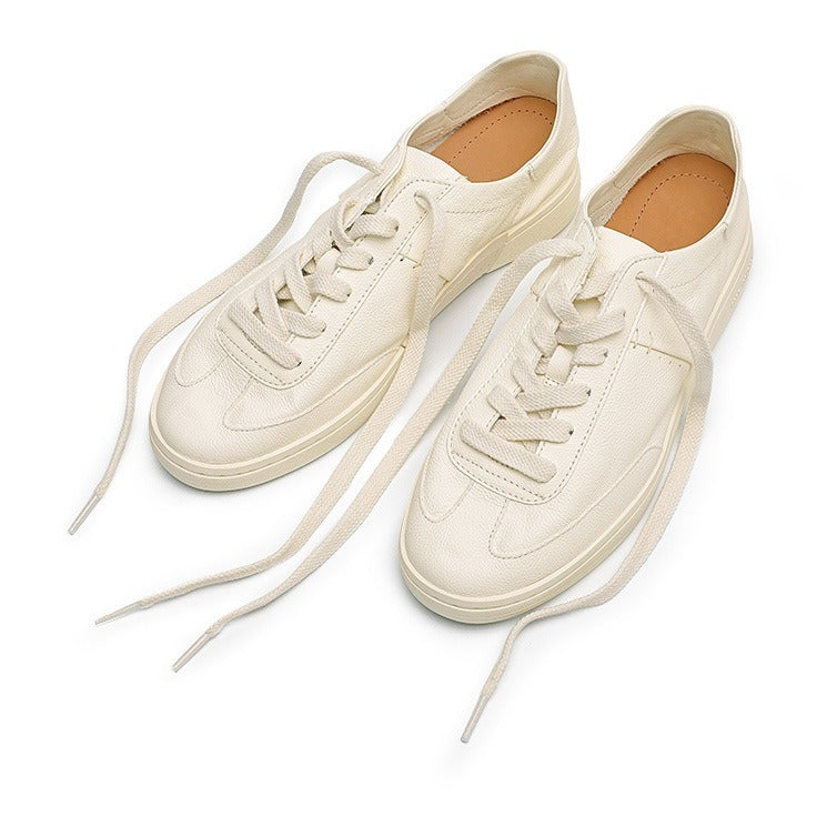 Men's Top Layer Cowhide Fashionable White For Low Men's Board Shoes