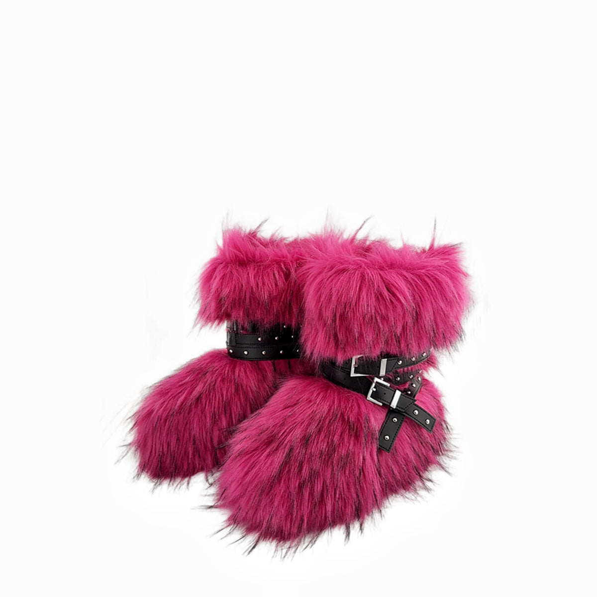 Large Size Flat Bottom Rivet Fried Street Fur Snow Boots