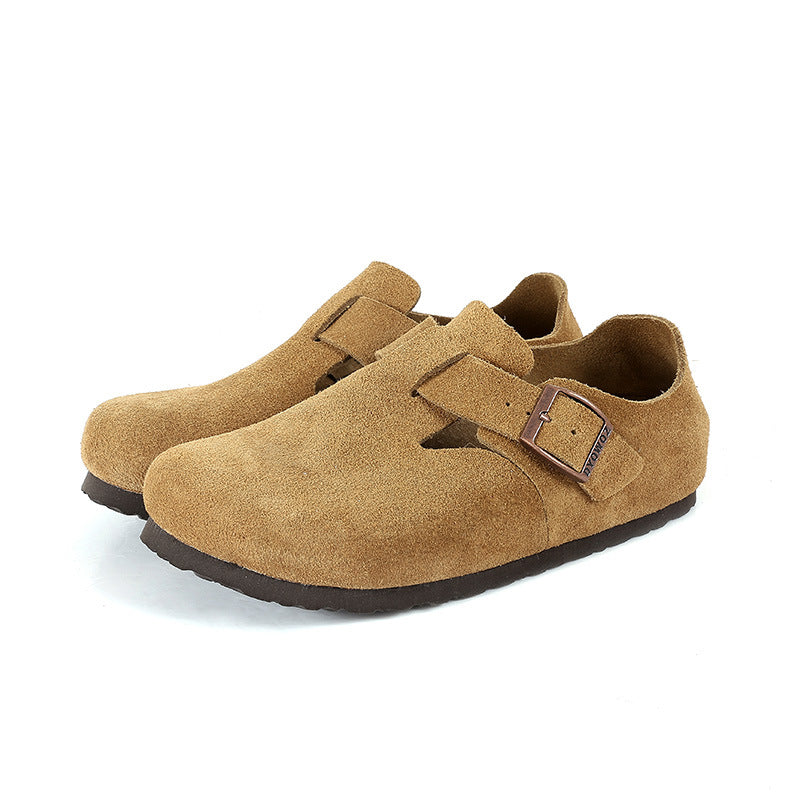 Women's Cork Toe Box All-inclusive Cowhide Low Casual Shoes